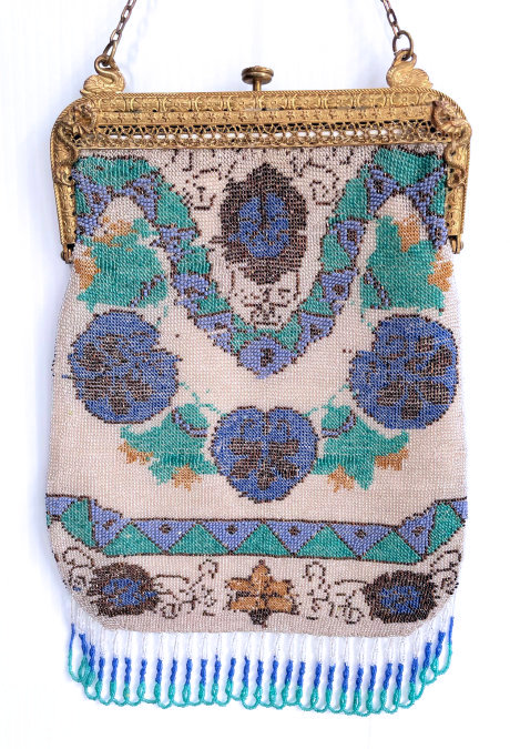 At Auction: Vintage Hand Beaded Purse W Tassels, France
