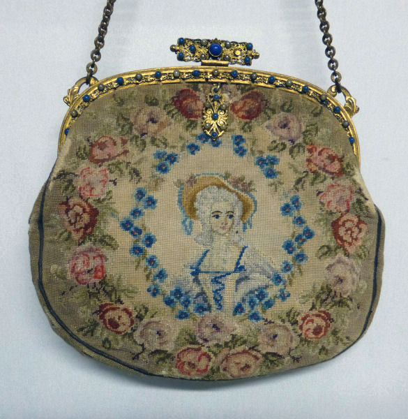 Lost in Vintage French Tapestry Figural Purse Aubusson Clutch