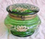 Victorian Green Enameled Powder Jar