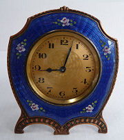 Blue Enamel Guilloche Boudoir Clock