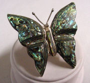 Sterling Silver Abalone Butterfly Pin