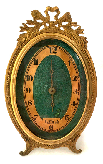 Bonwit Teller Enamel Guilloche Boudoir Clock